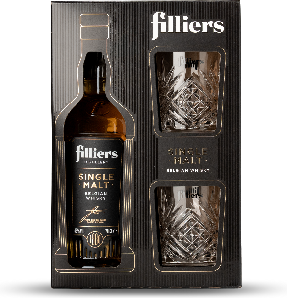 Bourbon whisky met glazen giftset