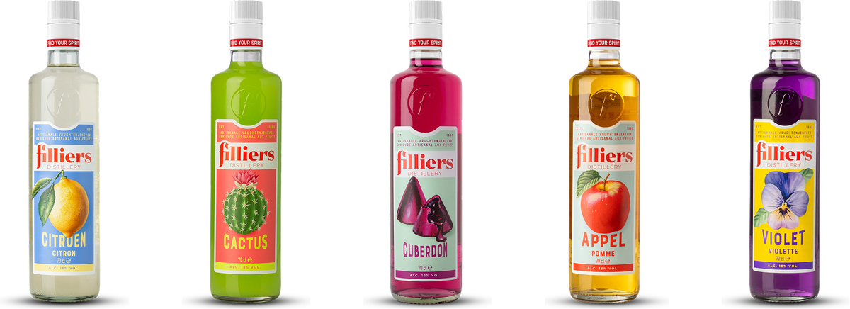 De fruitgenevers van Filliers naast elkaar
